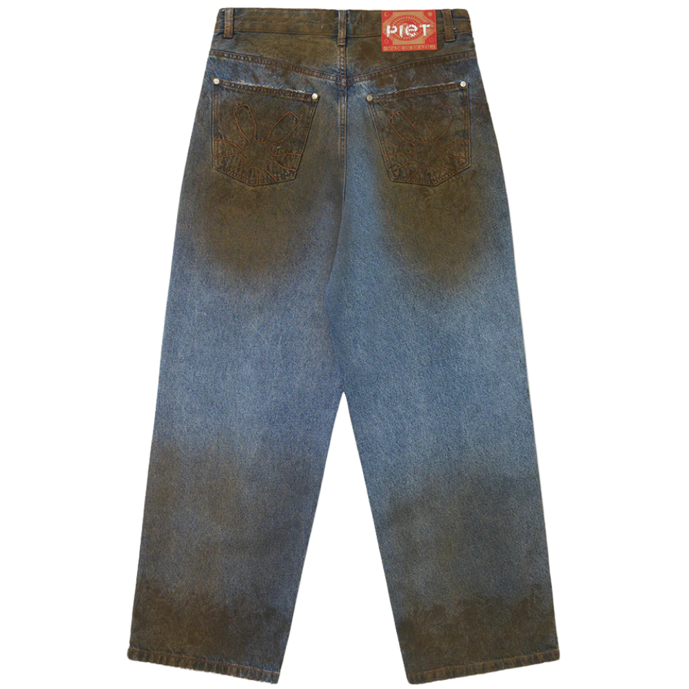 Calça Jeans Oversized Piet Denim Dirt Azul