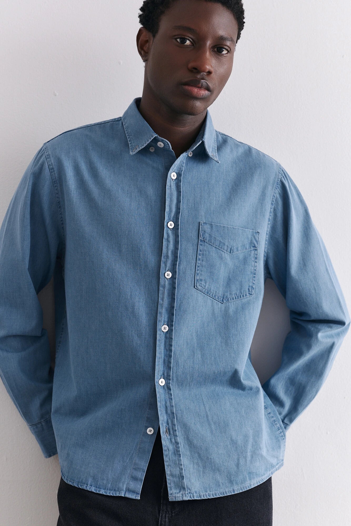 Camisa Manga Longa Birden Oxford Denim Azul