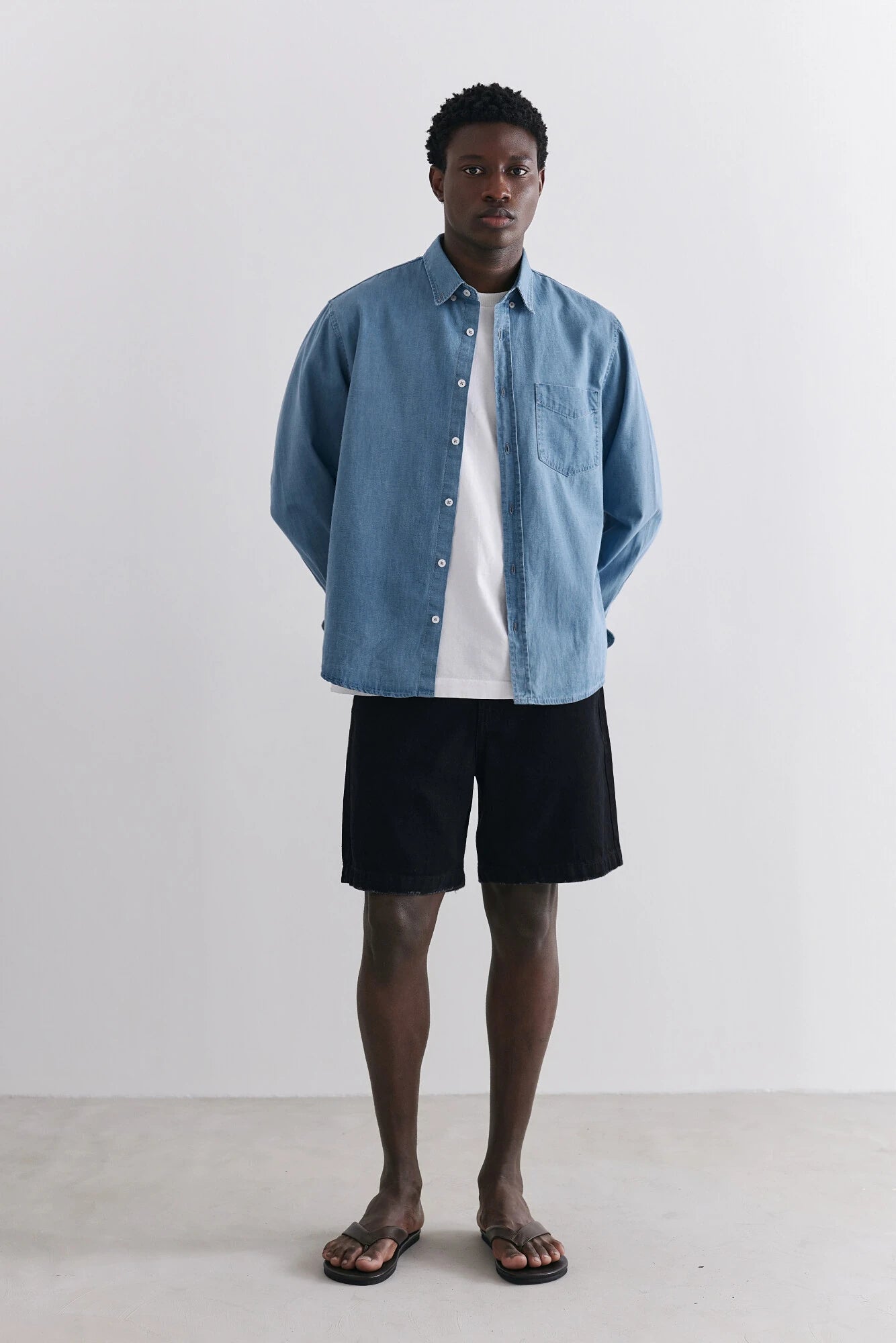 Camisa Manga Longa Birden Oxford Denim Azul