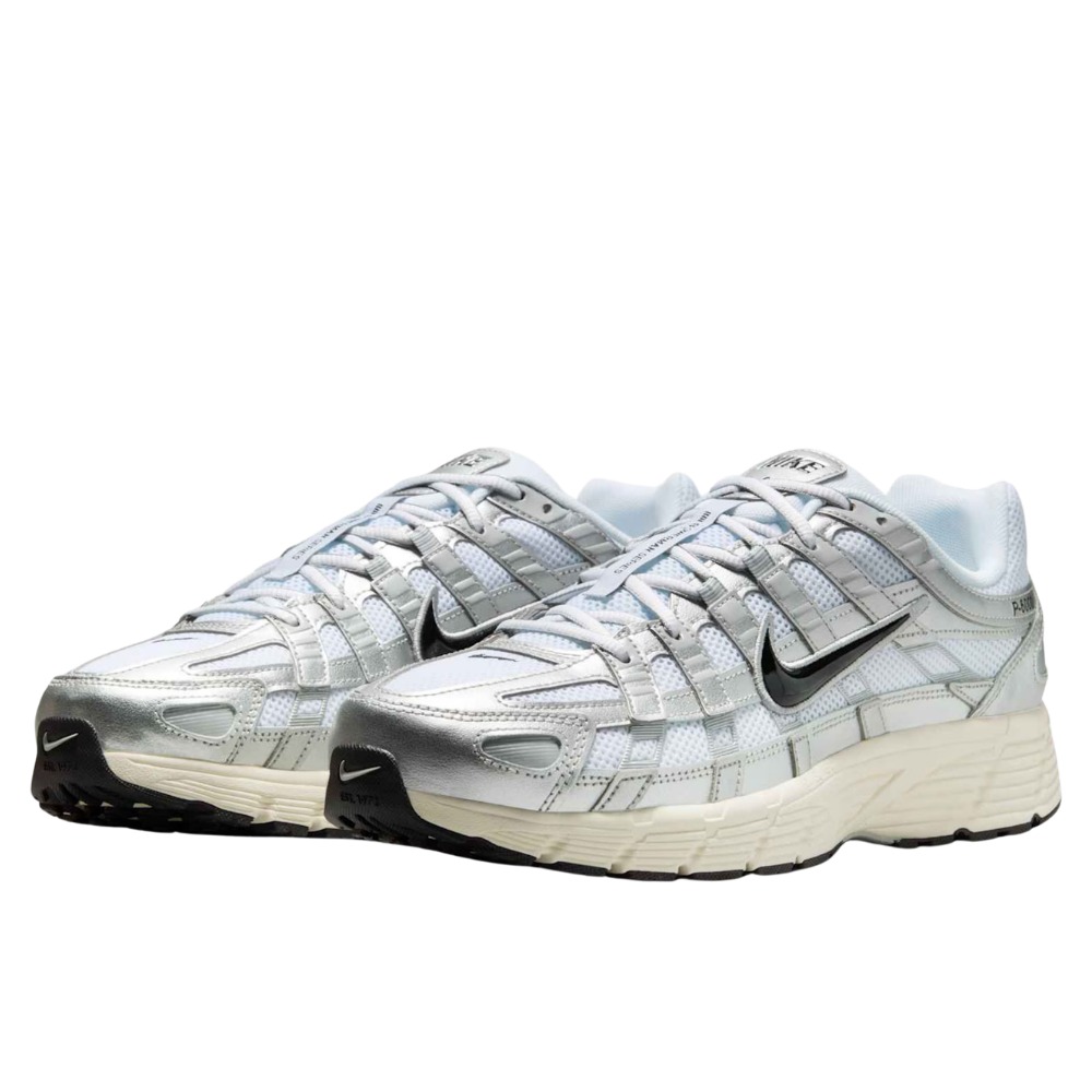 Tênis Nike P-6000 Branco e Prata