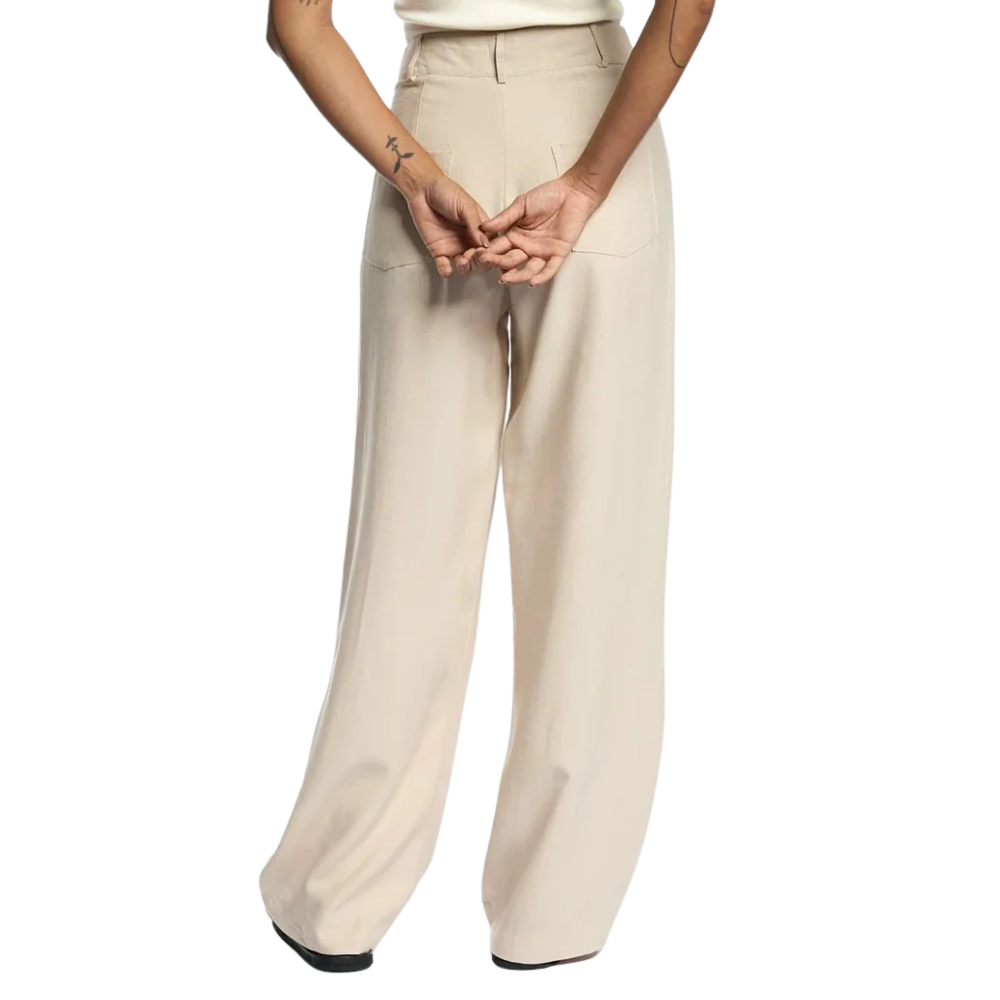 Calca Feminina Aragana Pantalona Linho Caqui