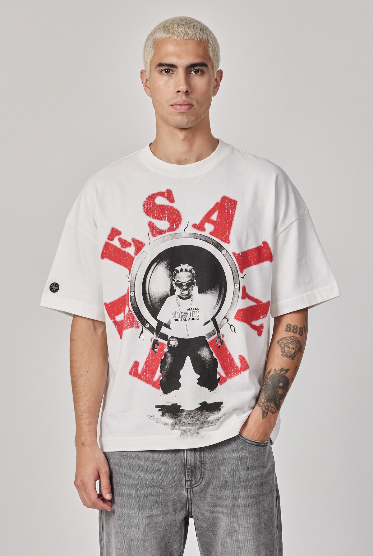 Camiseta The Saint Boxy Subwoofer Men Branca