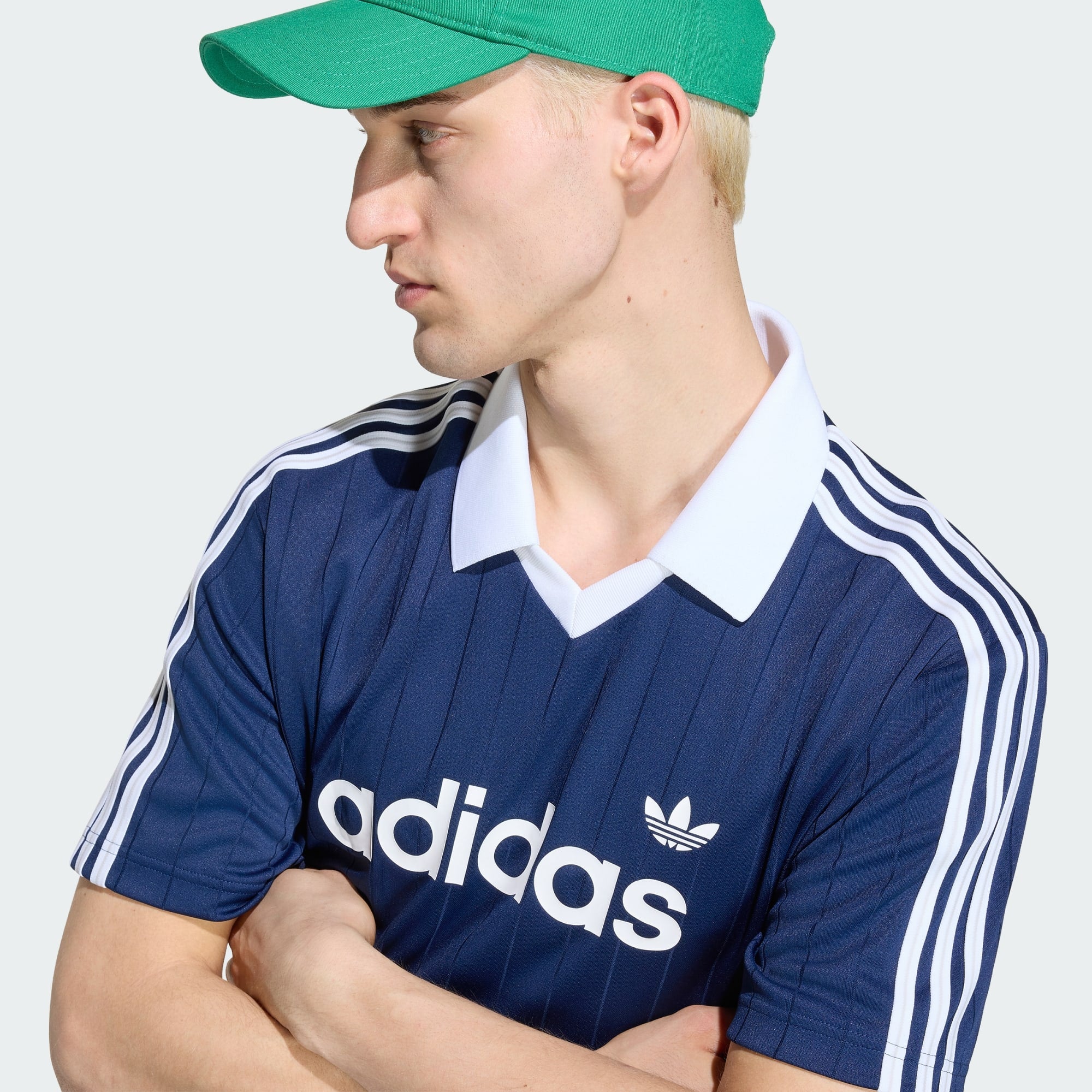 Camiseta Polo Adidas Pinstripe Marinho