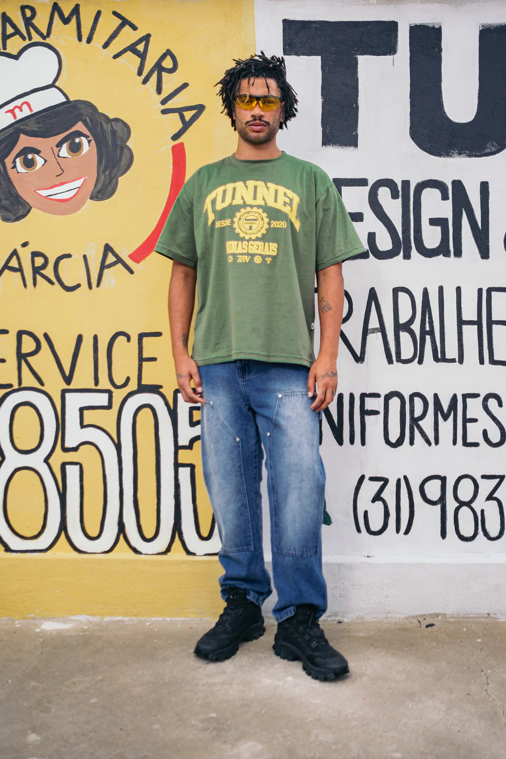 Camiseta Tunnel Oversized Puff College Verde