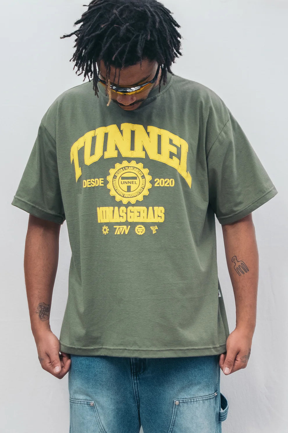 Camiseta Tunnel Oversized Puff College Verde