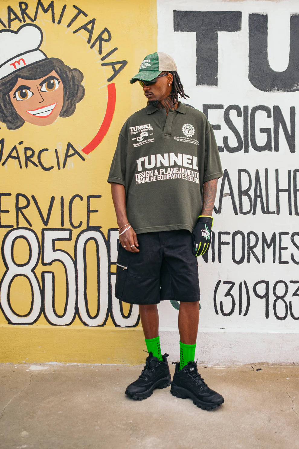 Camisa Polo Tunnel Boxy Patrocínios Verde Militar