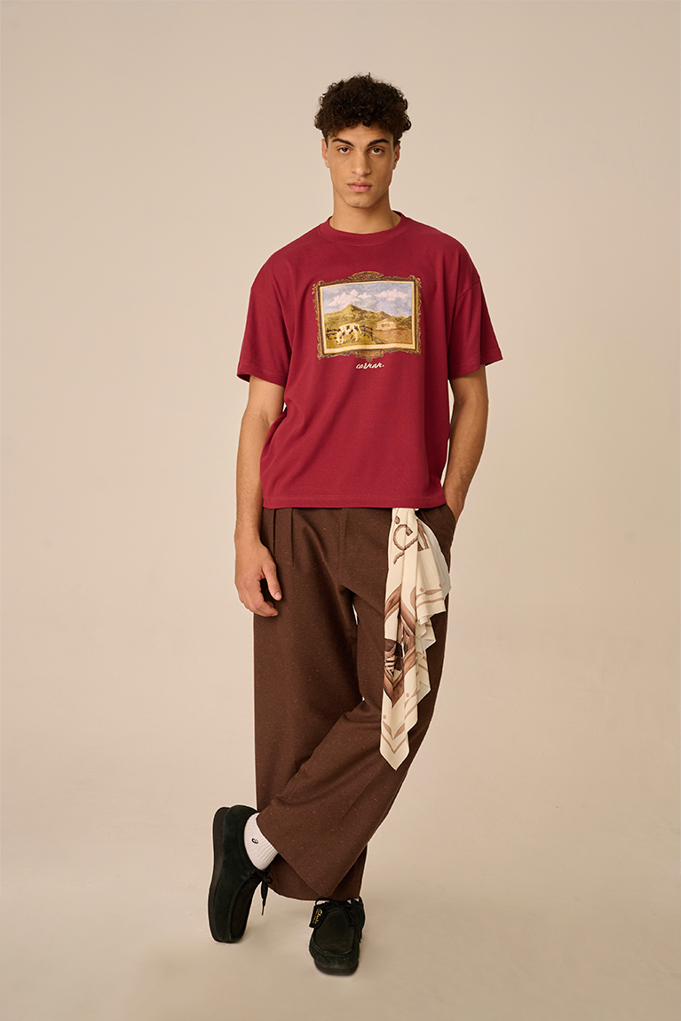 Camiseta Boxy Carnan Ranch Painting Bordô