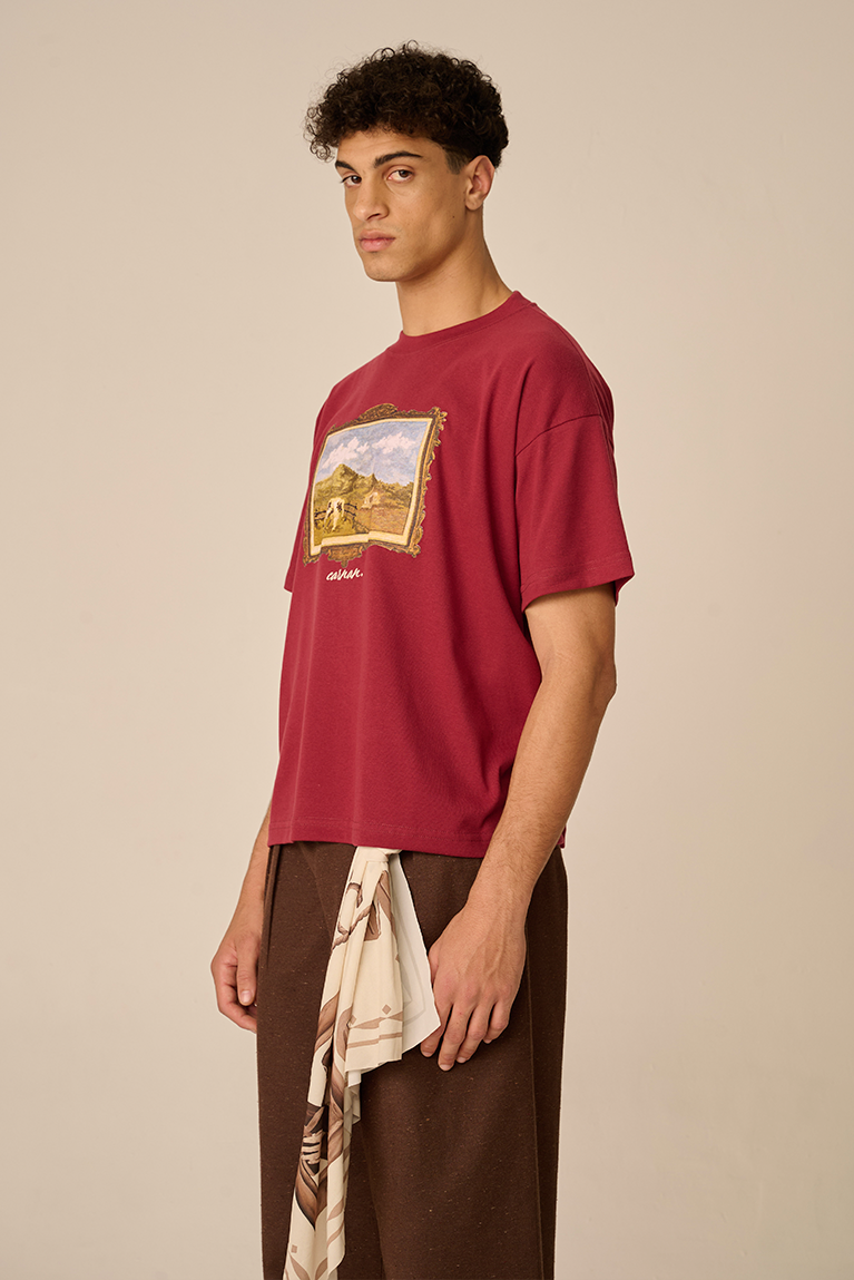 Camiseta Boxy Carnan Ranch Painting Bordô