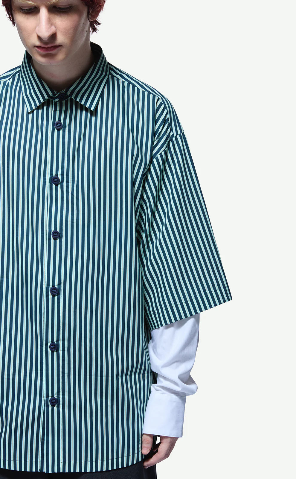 Camisa de Botão Longsleeve Quadro Creations Listrada Azul