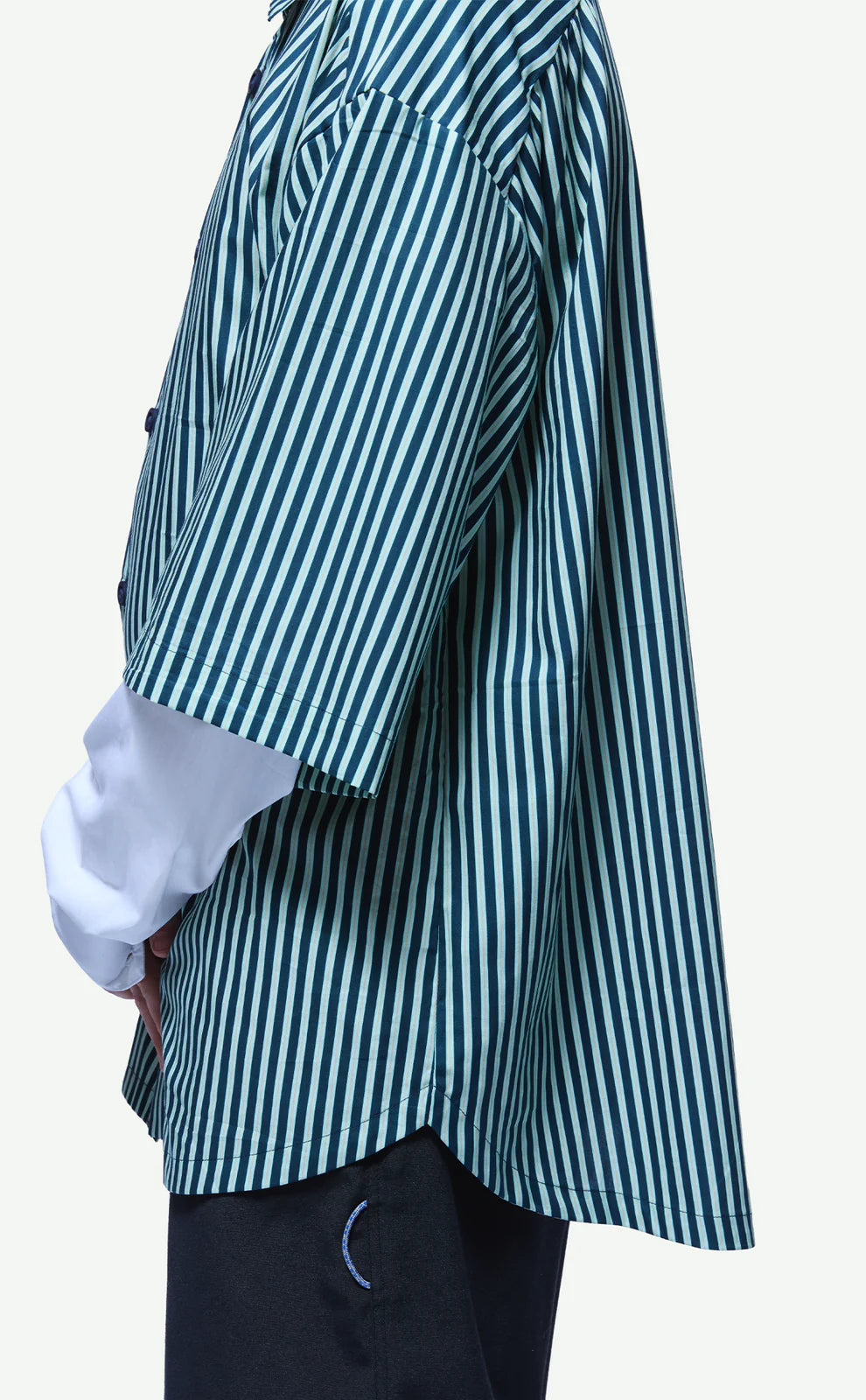 Camisa de Botão Longsleeve Quadro Creations Listrada Azul