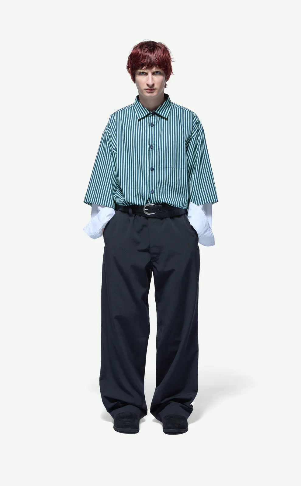 Camisa de Botão Longsleeve Quadro Creations Listrada Azul