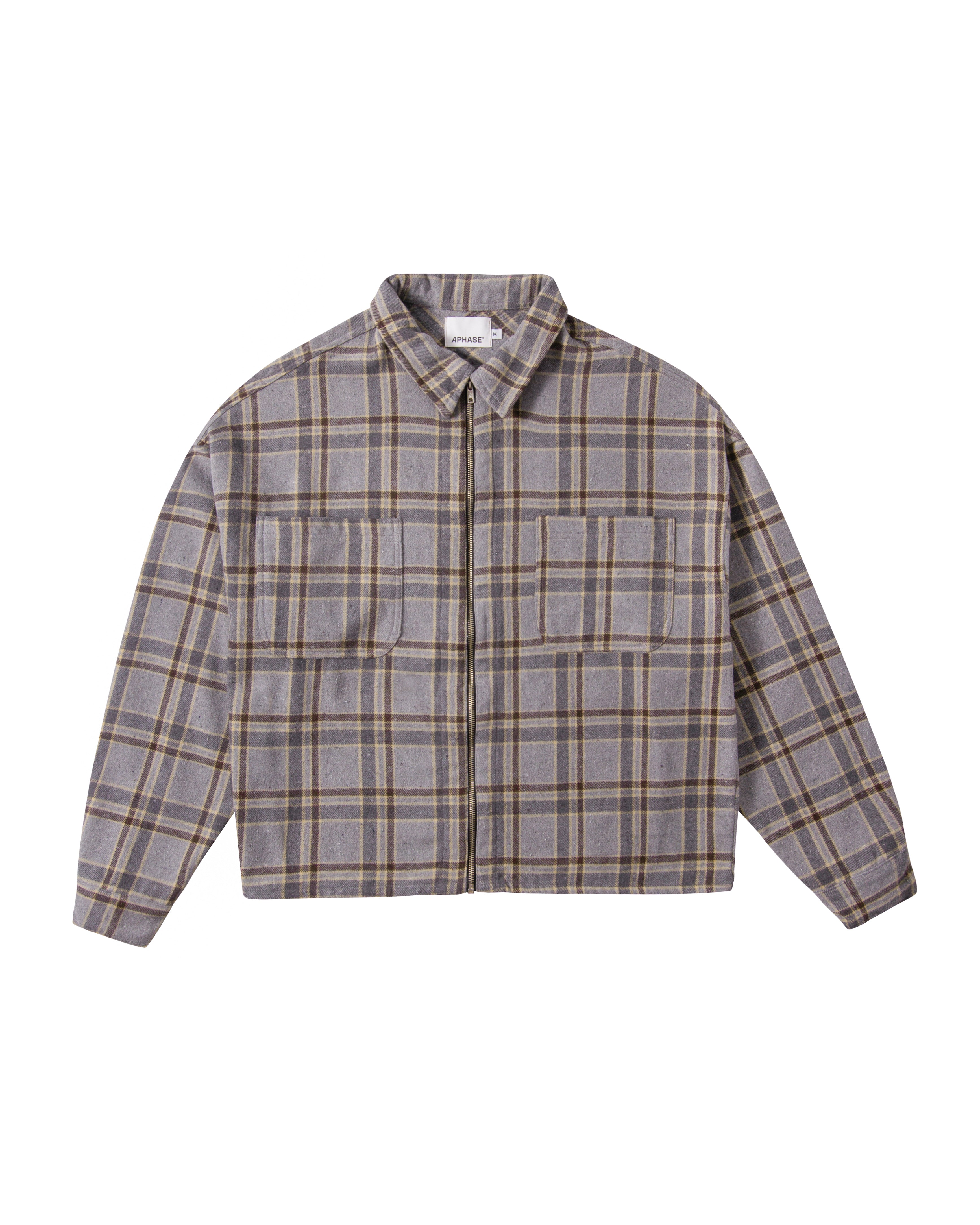 Camisa Aphase Check Zip Xadrez Cinza