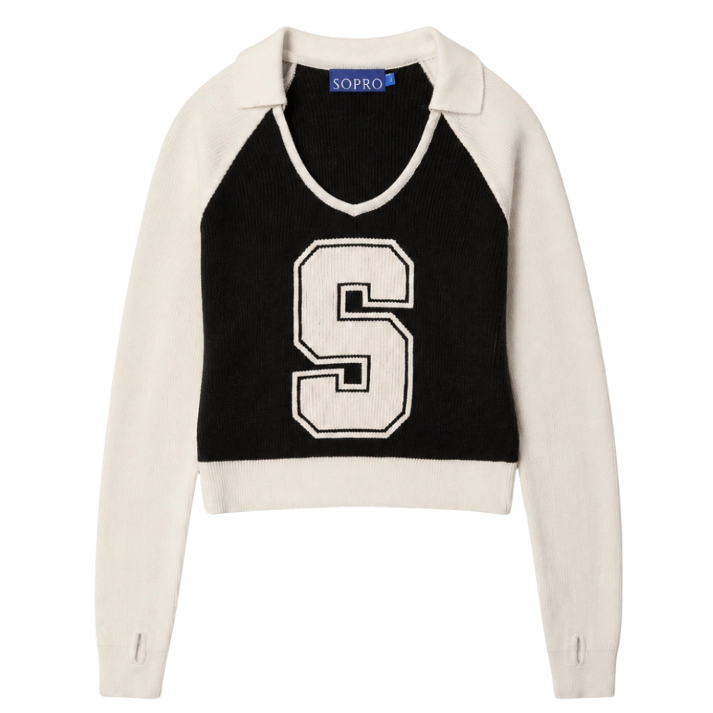 Blusa Tricot Sopro Torcida Preta e Branca