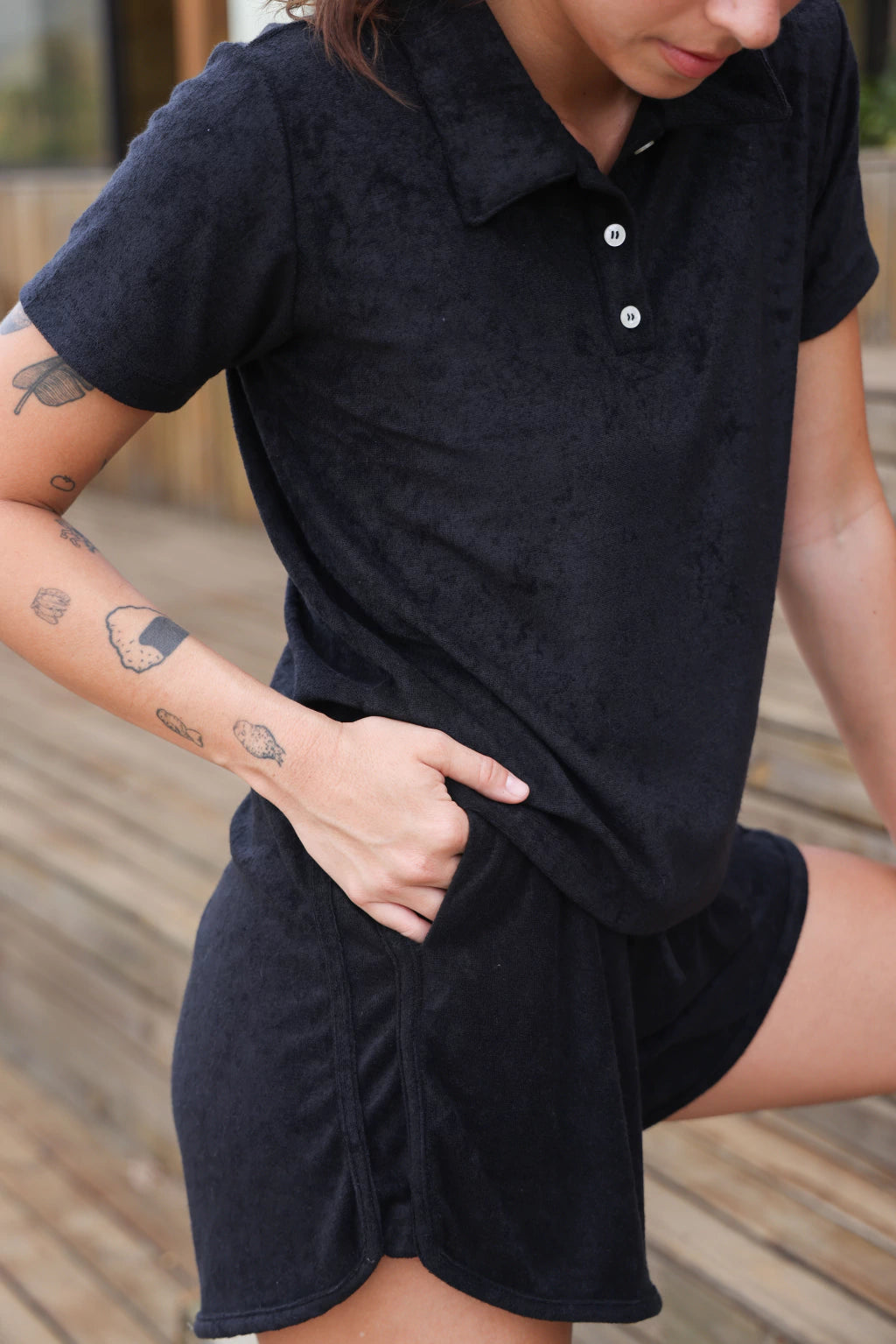 Camiseta Polo Bossa Refúgio Preto