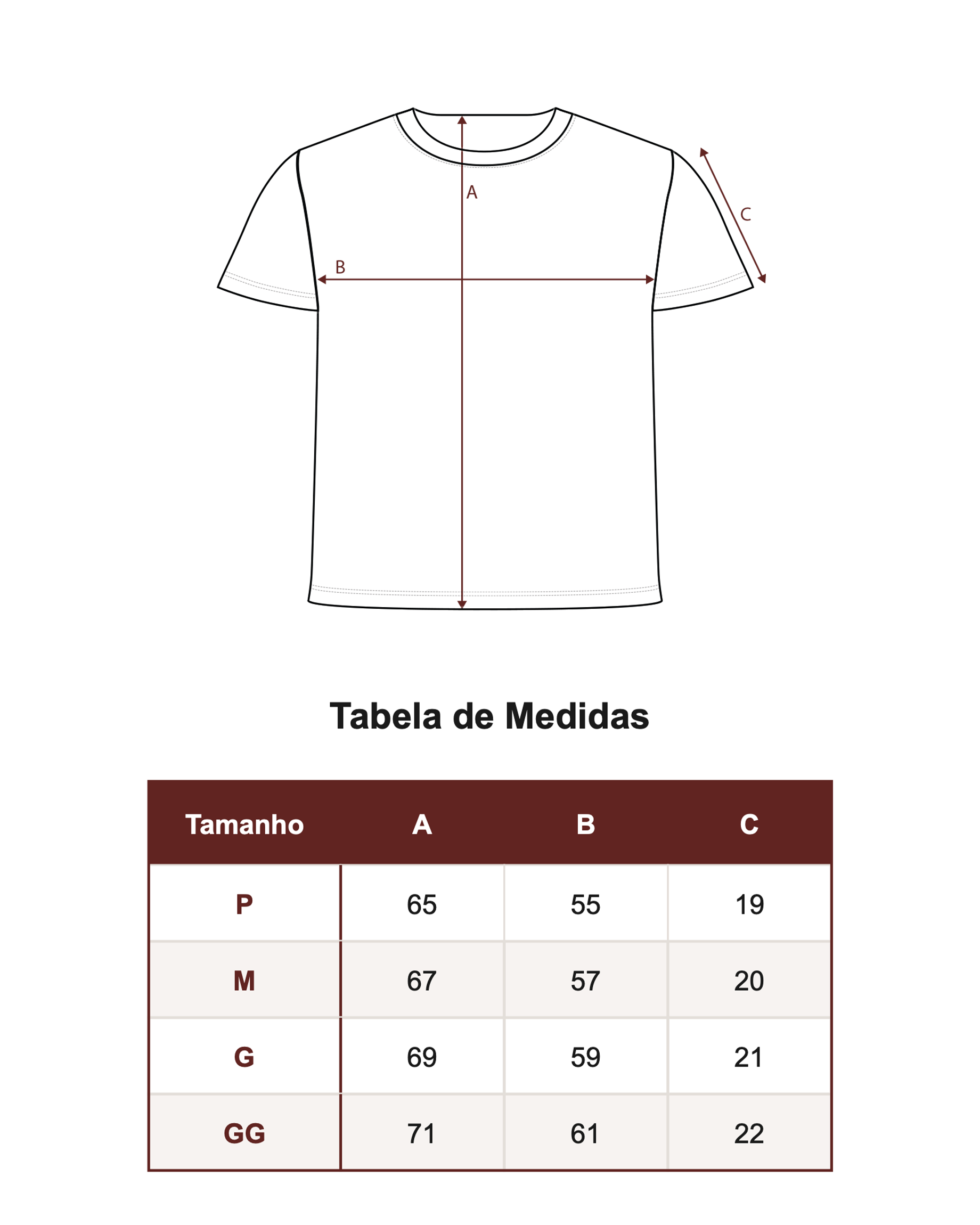 Camiseta Jours de Pluie The Lovers Tee Black Preta tabela de medidas