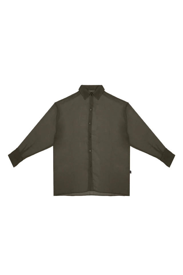 TANSU - Camisa Transparente Verde Musgo