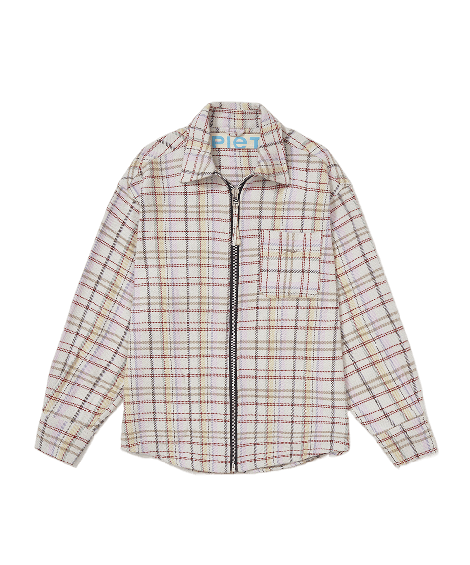 Camisa Quadriculada Piet Heavyweight Zip Up Flannel Off White