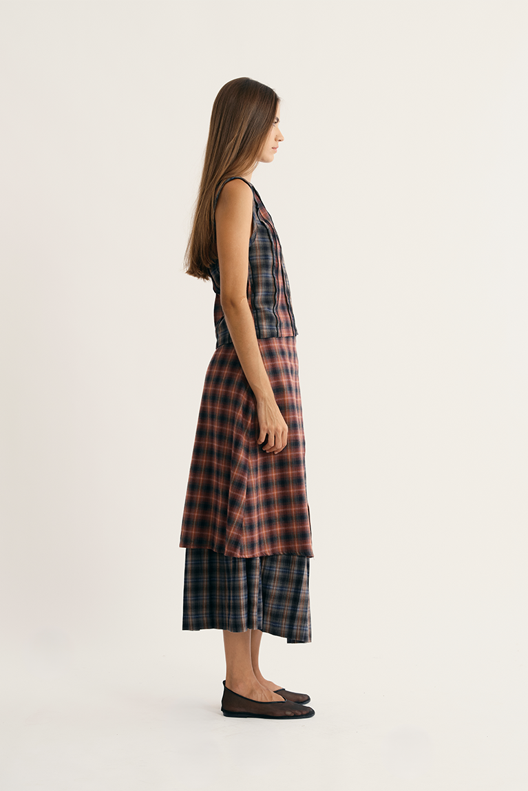Blusa Carnan Plaid Mix Tank Xadrez