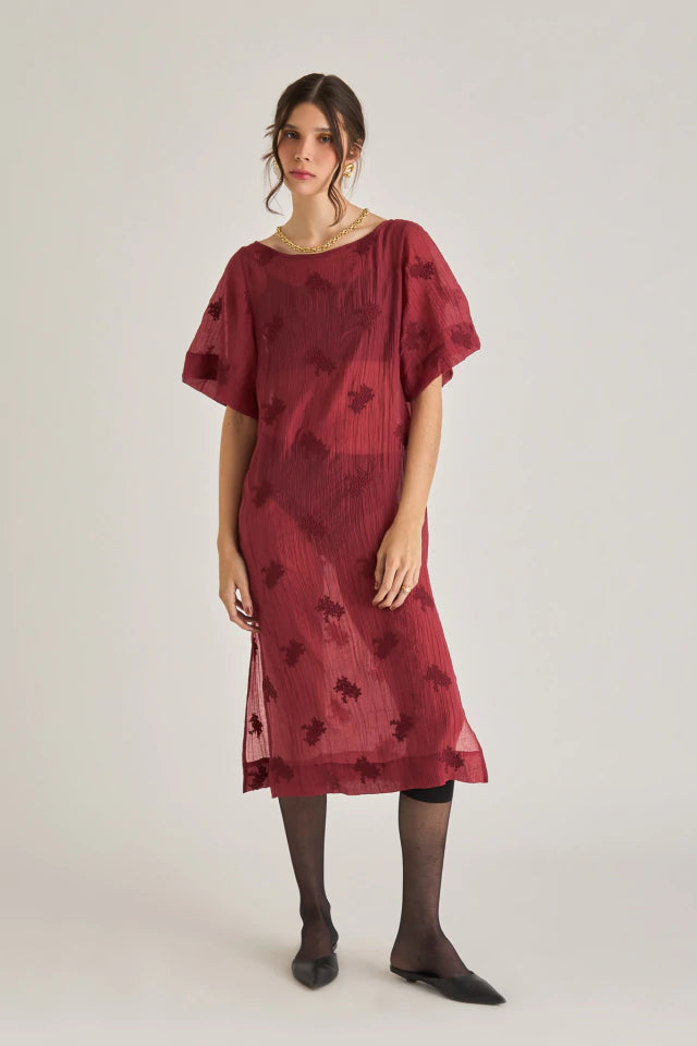 Vestido Layering Tansu Alisso Bordô